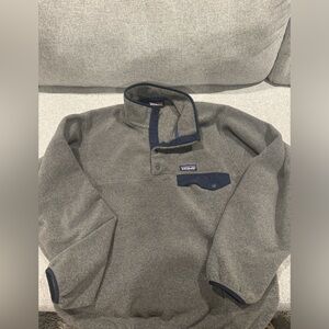 Gray and blue  women's fleece pullover from Patagonia